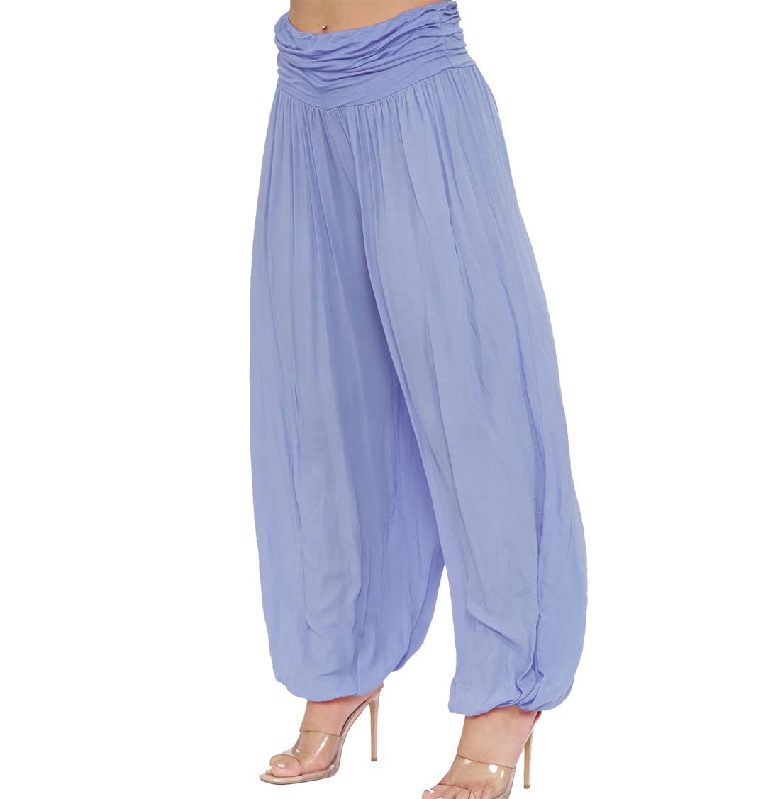 FAIRY BOUTIQUE Womens Italian Paisley Print Ali Baba Harem Baggy Trouser Ladies Lagenlook Casual Summer Wear Pleated Pants Denim