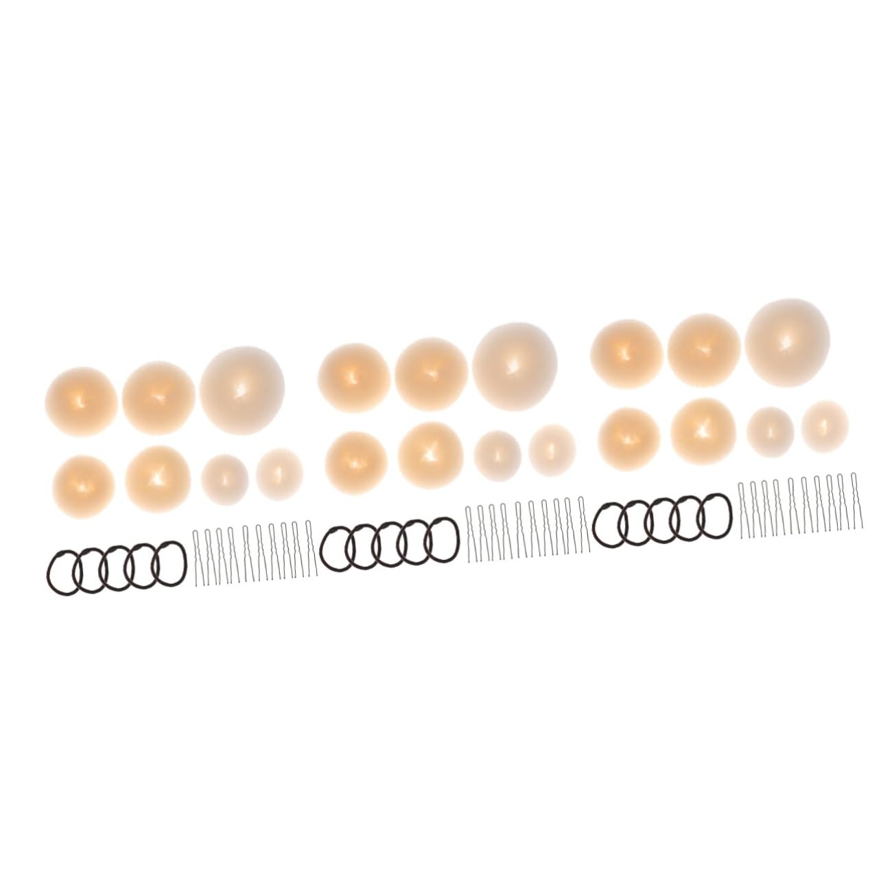 Housoutil 66pcs Hair Bun Styling Beige Updo Accessories U-shaped Clips Elastic Ropes Donut Makers for Elegant Hairstyles for Dance and Special Occasions