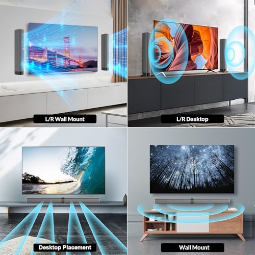 Image of Sound Bar for Smart TV, 80W Soundbar with Bluetooth /ARC /Opt /AUX Connect, Auto Volume Boost, 3 Equalizer Modes, 2 in 1 Detachable Soundbar for TV /PC /Gaming /Projectors