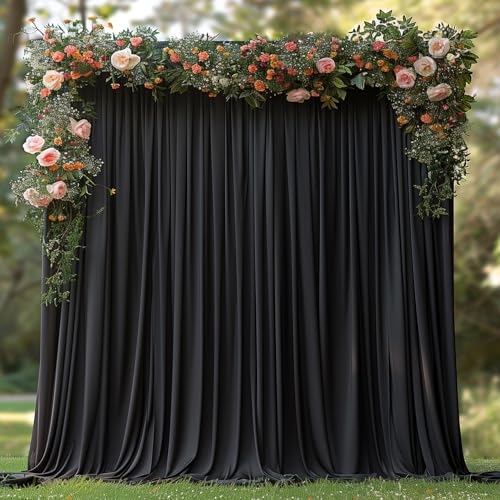 Lot de 2 rideaux de fond noirs de 3 x 3 m pour fête, Saint-Valentin, arche, scène, cérémonie, photographie, fête prénatale, décoration d'intérieur, 1,5...