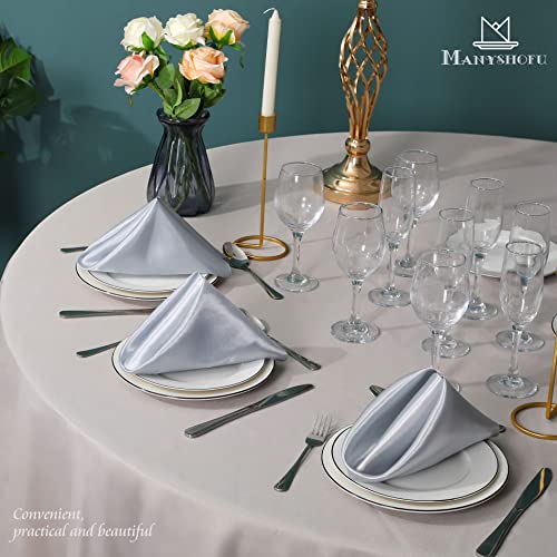 Manyshofu 60 Pieces Silver Satin Napkins - 20X20 Inches Cloth Napkins, Square Satin Fabric Napkins Set - Elegant & Reusable Table Napkins For Wedding Dinner Party Lunch Banquet Restaurant Decoration #TOP6