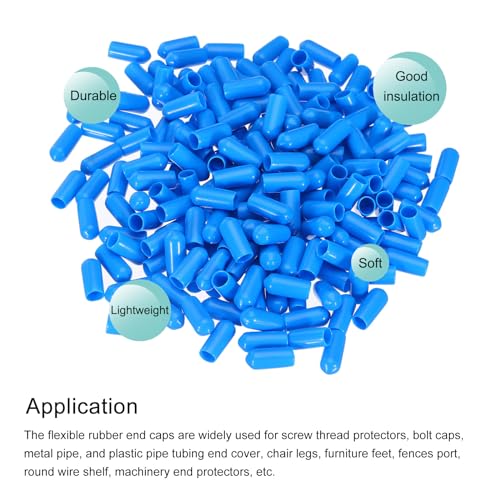 Image of MECCANIXITY 200pcs 6mm(1 /4 inch) Rubber End Caps Cover PVC Vinyl Screw Thread Protector Round Wire Shelf Caps for Screw Bolt Pipe Fence Post, Light Blue