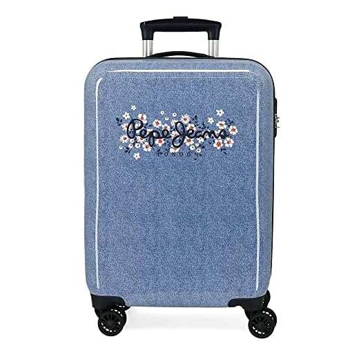 Pepe Jeans Digital Maleta de Cabina Azul 38x55x20 cms Rígida ABS Cierre de combinación Lateral 34L 2 kgs 4 Ruedas Dobles Equipaje de Mano