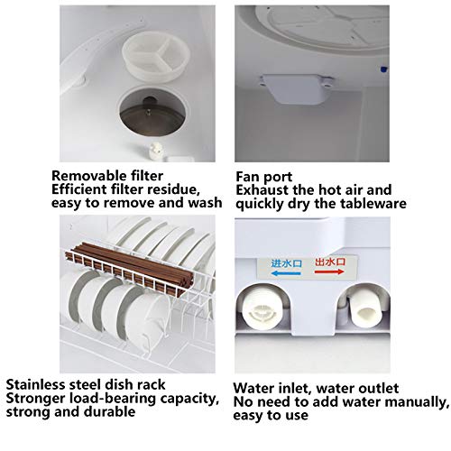 Huishoudelijke automatische vaatwasser Vrijstaande vaatwasser met 6 couverts-Rotary Spray 360 ° Azimuth Touch Control LED-display Energiezuinig - Afbeelding 7