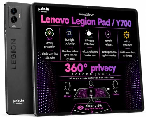 Image of Pxin 360 Pro Privacy Screen guard compatible with Lenovo Legion Pad Y700 | Anti Glare | Anti UV | Anti Blue | Anti Reflection | Privacy Filter | Unbreakable Build