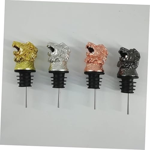 Miniatura 2 de Tapón y vertedor de vino con forma de cabeza de león, tapa creativa de botella de vino dorado para fiestas en el hogar, se adapta a botellas de vino