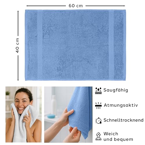 Caleffi Gästehandtücher 3er Set 40x60 cm, 100% Baumwolle, Mint – Ansicht 3