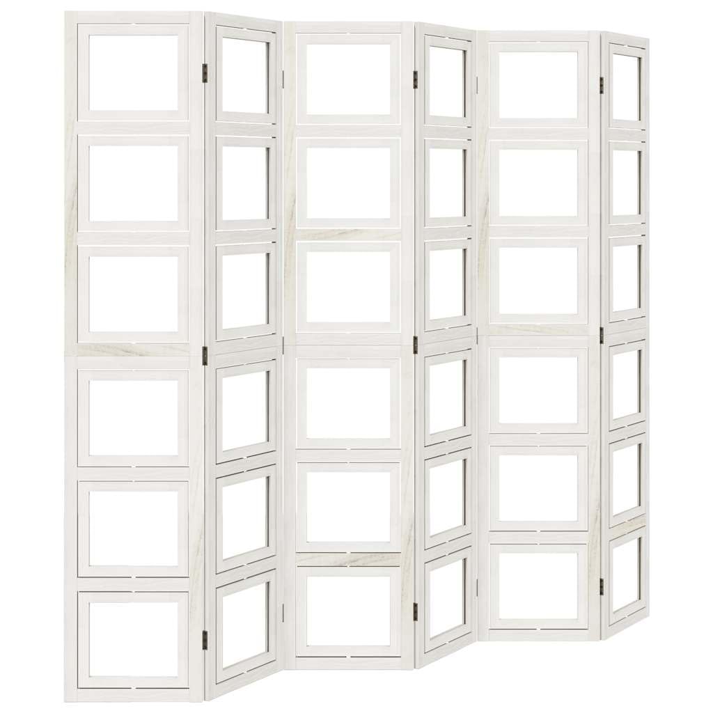 Vidaxl (40 X 200 Cm/ 6 Piece) Room Divider Panel Office Privacy Screen White Solid Wood Paulownia