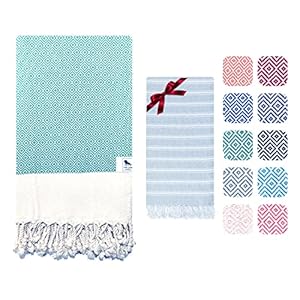 Beach towel, Bath Towel – Soft, Lightweight, and Quick-Drying Turkish Towels Hand Set. Perfect for Adults Bathroom, Beach, Pool, SPA, Gym, Yoga 94x180cm+40x100cm., Diamond Turquoise