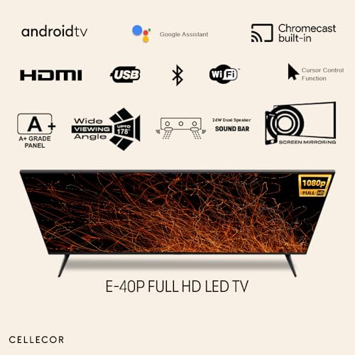 Image of CELLECOR 100 cm (40 inch) Full HD LED Smart Android TV with Voice Remote | Play Store | E40P - Free Installation - Black