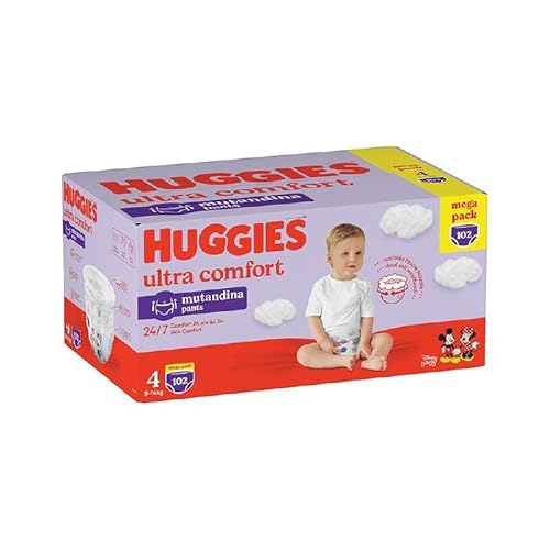 Huggies Ultra Comfort Bragas Megapack, talla 4 (9-14 kg), paquete de 102 pañales