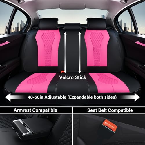 Image of Coverado Auto Seat Covers, Car Seat Covers Full Set, Rose Car Seat Cover, Driver Seat Covers Front Seats Rear Seat Cover, Luxury Car Seat Cushion,Leather Seat Cover Seat Protector Fit for Most Cars