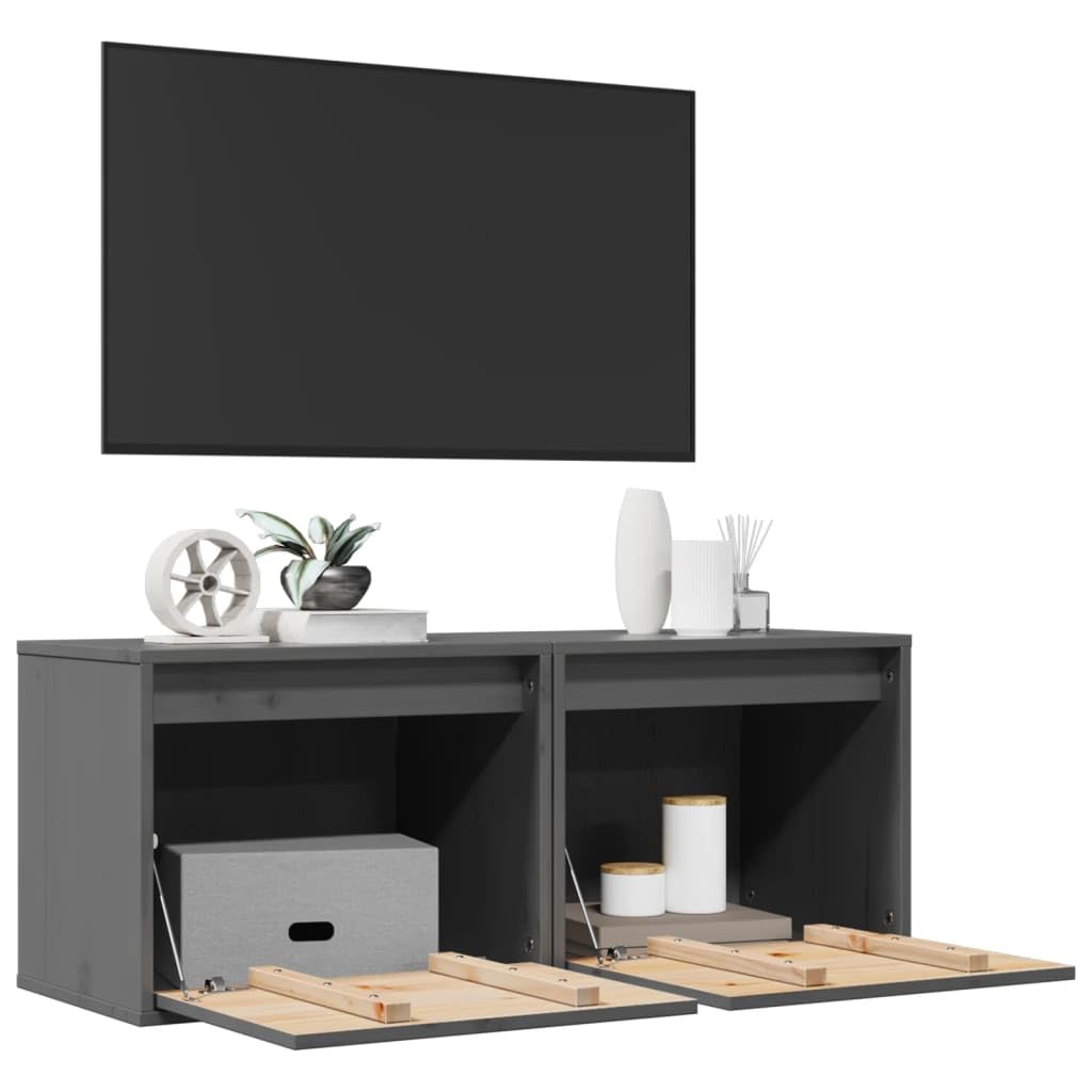 Juego de 2 estanterías de pared de 45 x 30 x 35 cm, madera maciza de pino gris, con capacidad de carga de 60 kg, diseño moderno y duradero, estantería para salón, pasillo, dormitorio, cocina