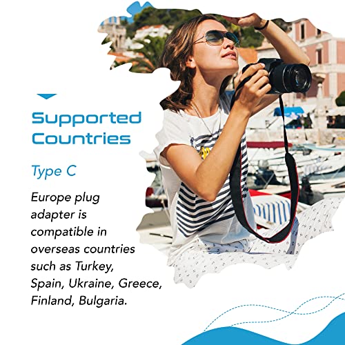 Image of Ceptics European Travel Adapter, 2 in 1 India to European, Germany, France Adapter - Type C European Plug Adapter for Laptops, Phones, Chargers, CE - RoHS - 3 Pack