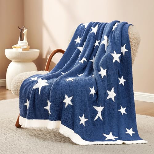Image of Snuggle Sac American Star Patriotic Throw Blanket Blue, July 4th Blanket Ultra Soft Cozy Throw Blanket for Couch,Sofa, Bed, Living Room, Blue,50x60 inches