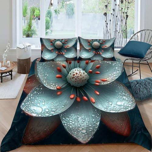 Housse de couette imprimé 3D plantes vertes avec fermeture éclair pratique - 3
