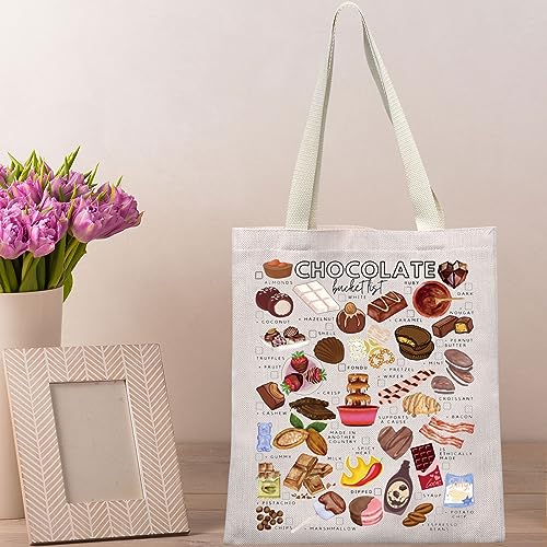 Bolso tote de lona marrón chocolate para mujeres, ideal como regalo temático de chocolate miniatura 6
