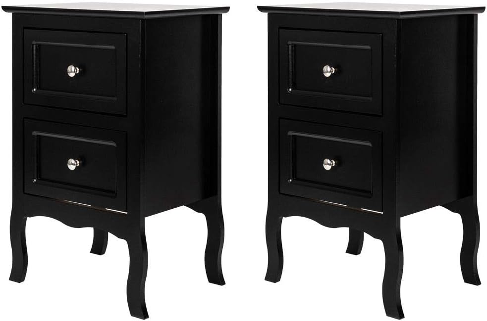 WEI WEI GLOBAL Set of 2 Wooden Accent Nightstand with 2