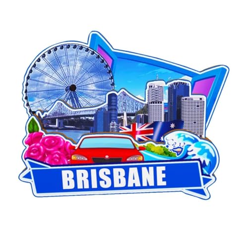 Imán decorativo de madera Brisbane Australia 3D miniatura 1