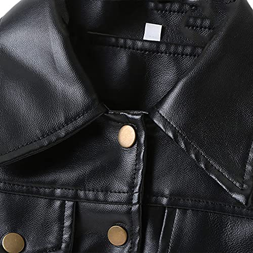 Qiylii 2-7 Years Toddler Girls Leather Jacket Children Kids Motorcycle Jackets Winter Outwear Coat3