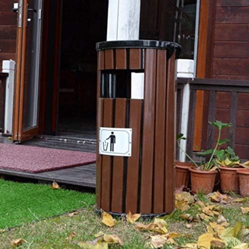 Large Outdoor Metal Trash Can with Ashtray - Round Waste Recycling & Compost Bin for Indoor/Outdoor Use, 15.76 x 36.25 Inch – Durable, Weather-Resistant Design