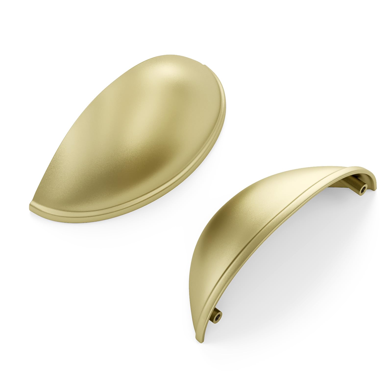 goldenwarm Cabinet Pulls Brushed Brass Kitchen Door Handles Furniture Handles Cup Drawer Handle Pull for Kitchen Cabinets Pull 3 inch Hole Center 12pack