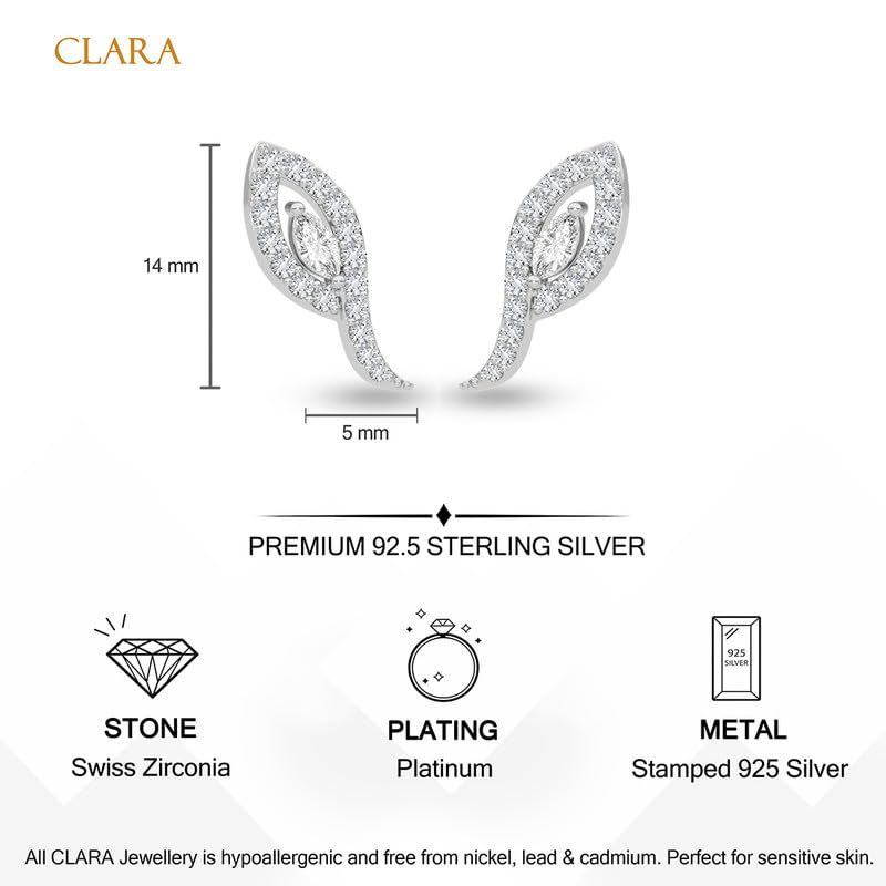 Image of CLARA 925 Sterling Silver Stud Earrings | Platinum Plated | Daily Wear |Gift for Women and Girls