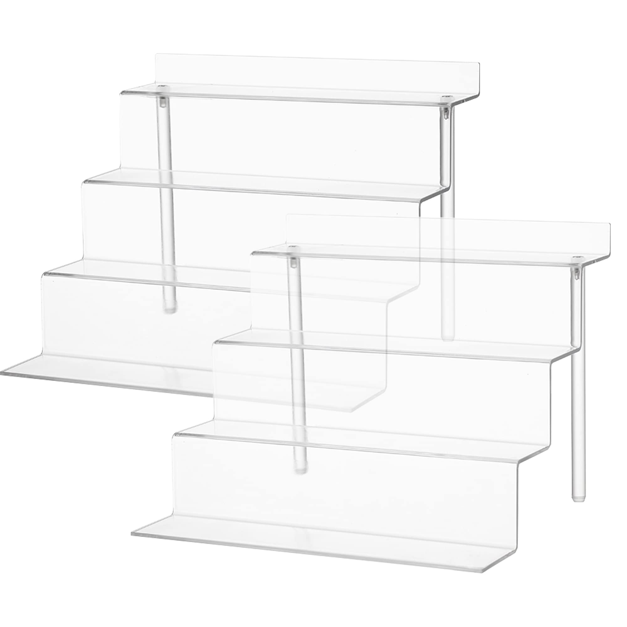 ihomecookerAcrylic Stands for Display,4 Step Display Riser Clear Cupcakes Perfumes Cologne Funko Pop Figurines Display Stand Risers Shelf for Decoration and Organizer(2pack,12 x 9 INCH)