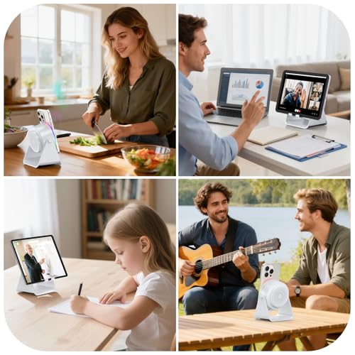 Image of TARKARI Wireless Induction Speaker, 5 in 1 Bluetooth Speaker, 360 Rotation Cell Phone Stand and Colorful Ambient Light, Compatible with iPhone iPad Android Tablet, Birthday Gifts for Him Women Men