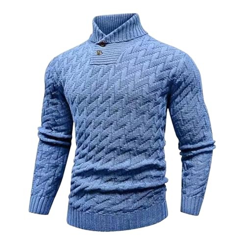 Men's Cable Knit Casual Sweater, Long Sleeve Buttoned Mock Neck Fall Pullover Tops Going Out Fashion Sweaters2