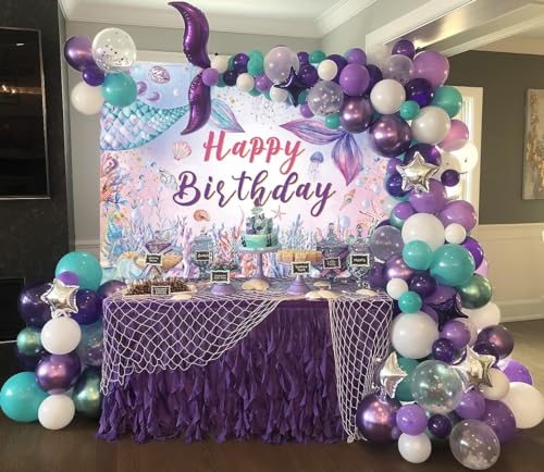 Fondo Fotográfico de Cumpleaños Sirena 5x3 pies miniatura 2