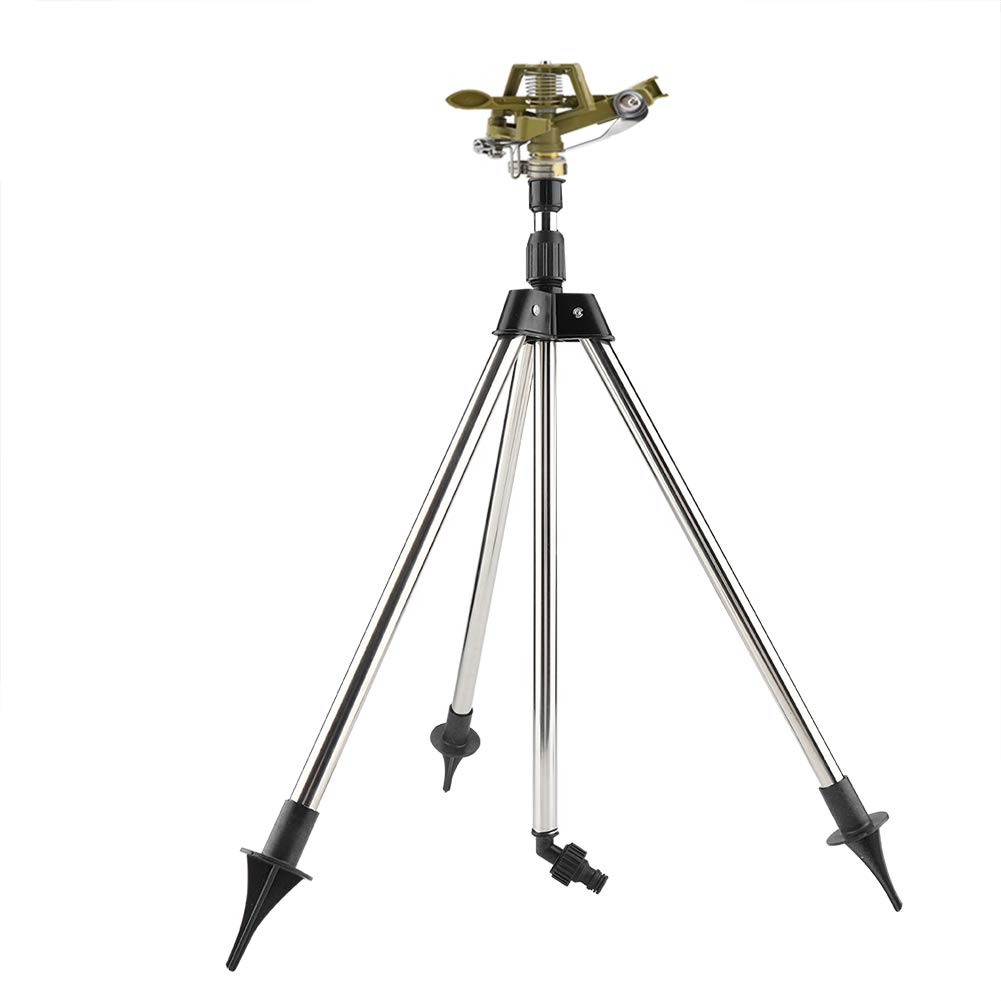 Aspersores De Riego Agricola,Aspersor Riego,Aspersores De Riego Cesped Rociador De Tripode De AleacióN De Zinc con TríPode De Acero Inoxidable Pico De Cobertura Grande Cobertura AutomáTica 360 ° Girat