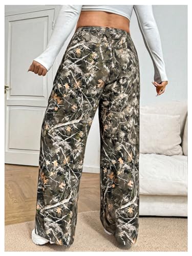 Image of RoseSeek Women's Letter Leopard Print Y2K Straight Elastic Waist Leg Pants | Cheetah Print, Straight, Baggy Loose Fit, Slant Pocket, Streetwear, Vintage, Graphic Trousers