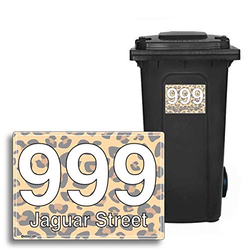 JAGUAR - Personalised Wheelie Bin Sticker/Vinyl Labels with House Number & Street Name - Size A5 [4 Pack]