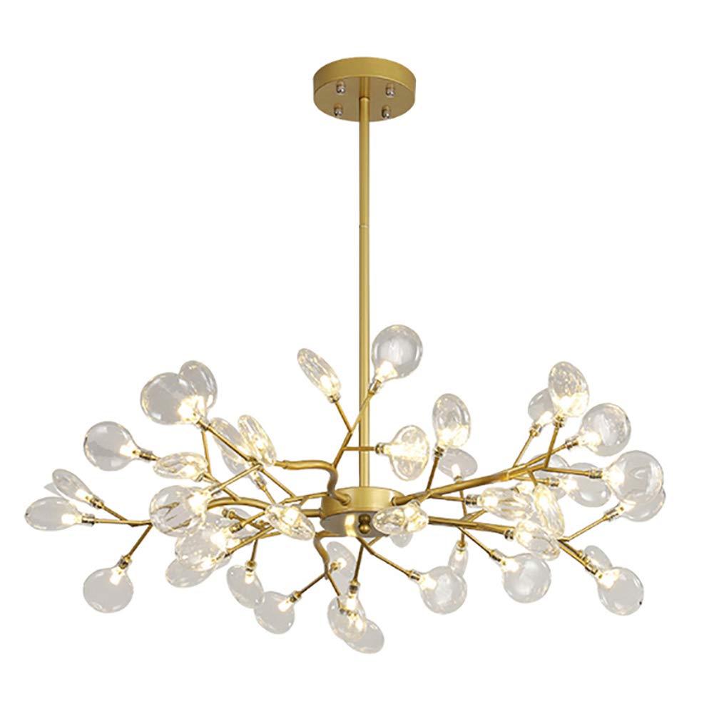 Suspension Moderne 45 LED réglable et son grand lustre Spoutnik en verre transparent de salon