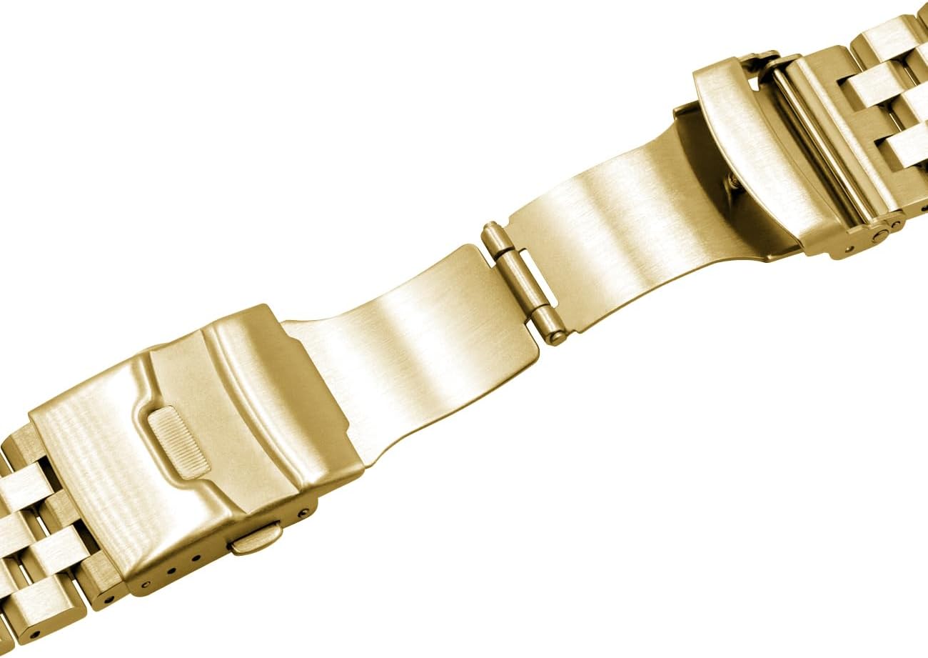 Brushed Metal Watch Bands for Men Women Solid Stainless Steel Watch Band 18/20/22/24/26mm Watch Bracelet Strap Deployment Double Lock Deployment Buckle Black Silver Blue Gold