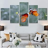 SIGNWIN 5 Panel Canvas Wall Art Modern Art Ants Butterfly Colorful Insects Minimalist Multicolor Photography for Home Decorations Ready to Hang - 60