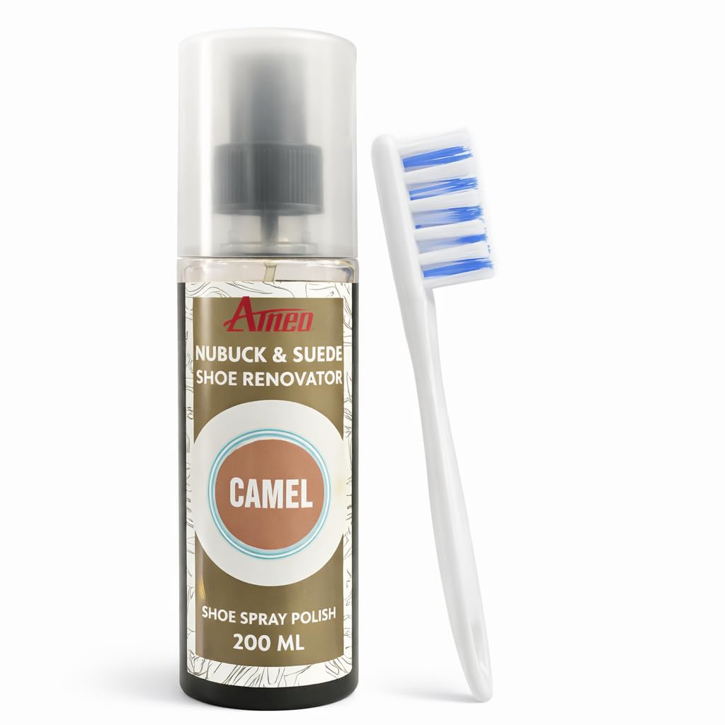 Ameo Nubuck and Suede Shoe Polish | Color - Camel | Pack 200 ML | Nubuck and Suede Renovator