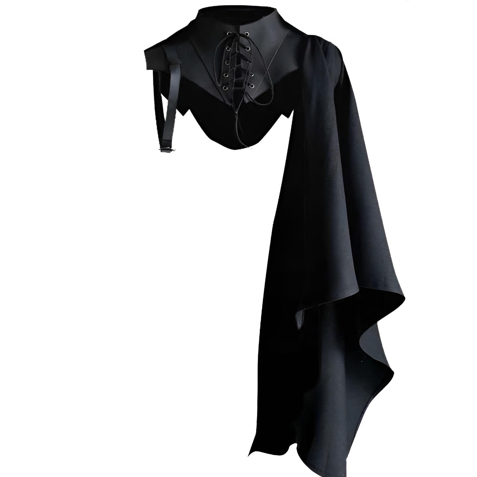 Proumhang Medieval Steampunk Cloak Shawl with Collar Templar Knight Costume Lace Up Retro Gothic Shoulder Cowl Rock Vintage Cape Halloween Cosplay Costume Unisex MGlobal Recycled StandardGlobal Recycled StandardGlobal Recycled Standard