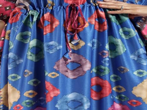 Image of Women's- Kaftan /Nighty /Maxi /Gown /Nightdress /Nightwear Serena Fabric- V-Neck Floral Print