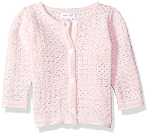Mud Pie Baby Girls Cable Long Sleeve Layette Cardigan, Pink, 6-12 Months