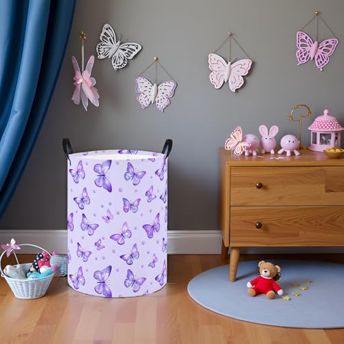 Image of Baby Laundry Hamper Basket Baby Hamper for Nursery Boy and Girl Cute Storage Bin Organizer Boho Room Decor(Butterfly)