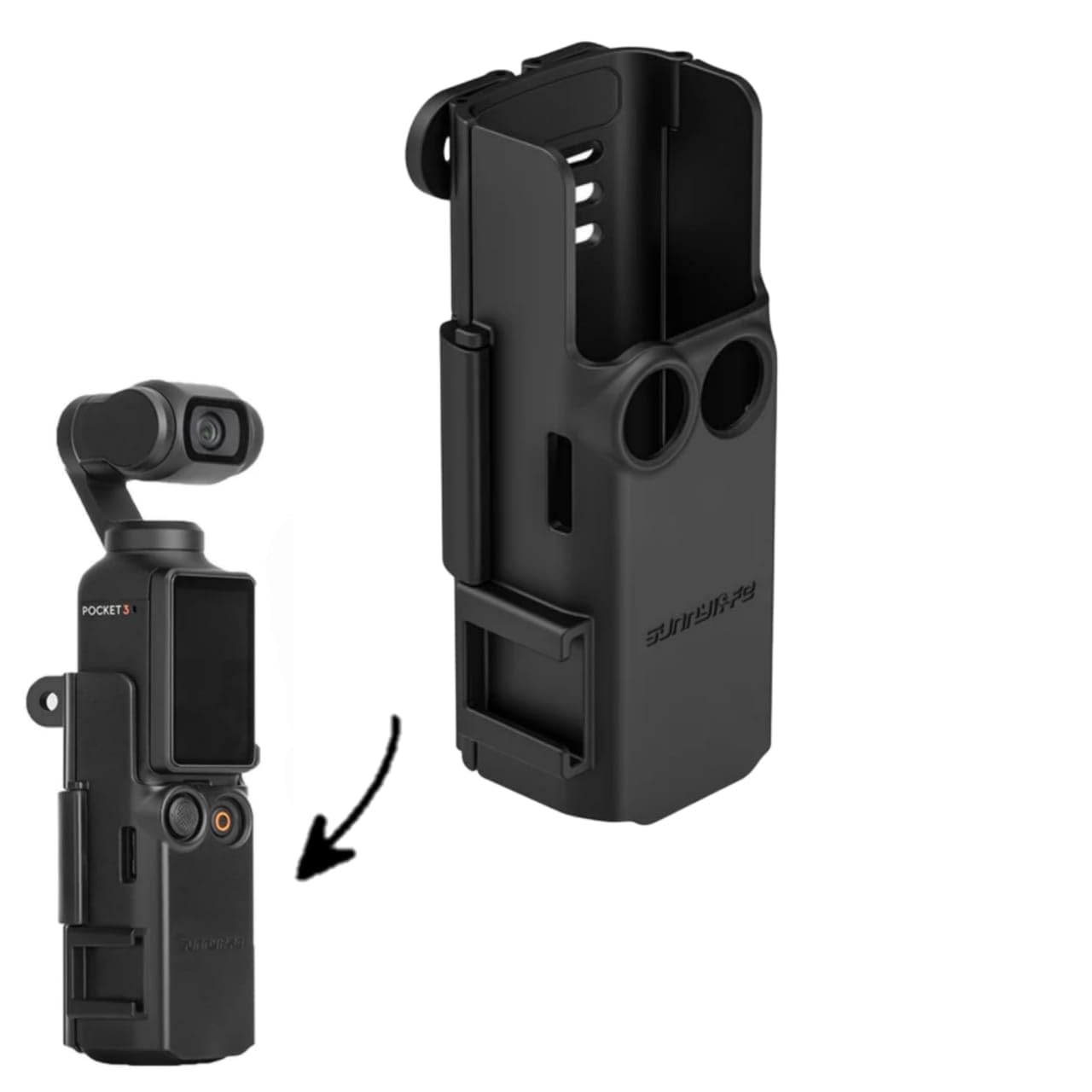 GetZgetĀ® Mount Bracket for DJI Osmo Pocket 3 Camera Adapter Cover & Extension Handle Mount Accessories (Expansion Mount(Black))