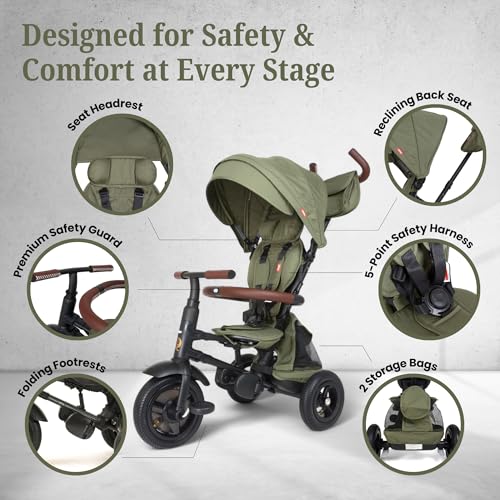 Image of Rito Premium Folding Stroller & Toddler Bike with Air Tires, Sequoia Green