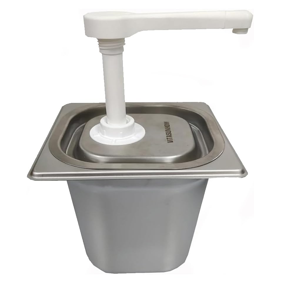 Pompa dispenser per salse in acciaio inox, erogatore per condimenti, 3,4 l, per cucina e ristorante, per ketchup, condimenti per insalata, salsa di soia, aceto, maionese (JLT-1035P)