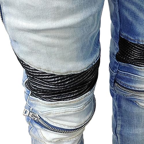Men's Slim Fit Stretch Jeans Fashion Straight Leg Ripped Skinny Jeans Comfort Flex Waist Cargo Denim Pants4