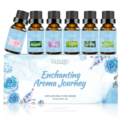 Essential Oils Set Pure Essential Oils-Top 6x10ml Blends Aromatherapy Diffuser Oils Gift Set for Diffuser,Home Relaxation, Fragrance, Scents-Eucalyptus,Lavender,Lemon Grass,Rose, Peppermint, Tea Tree Essential Oils Set Pure Essential Oils-Top 6x10ml Blends Aromatherapy Diffuser Oils Gift Set for Diffuser,Home Relaxation, Fragrance, Scents-Eucalyptus,Lavender,Lemon Grass,Rose, Peppermint, Tea Tree