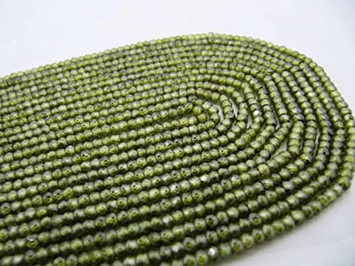 LKBEADS Koraliki CZ Oliwkowy Zielony Kolor Rondelle Fasetowane, Sześcienna Cyrkonia Heena Kolor Fasetowany Koralik 3 mm 35 cm Sprzedawane na sznurek