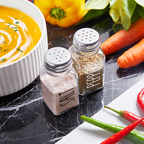 Clear Glass Salt And Pepper Shakers - Farmhouse Salt Shakers Set For Kitchen Or Countertop, Transparent Pepper Shaker With Stainless Steel Lid, 2.7 Oz #TOP4