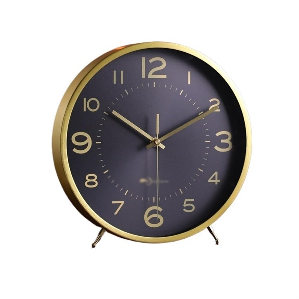 shangguanyun456 Vintage table clock Desk Clock Vintage Table Shelf Clocks Quartz Old Fashioned Living Room Non-ticking Desktop Decoration(Black)